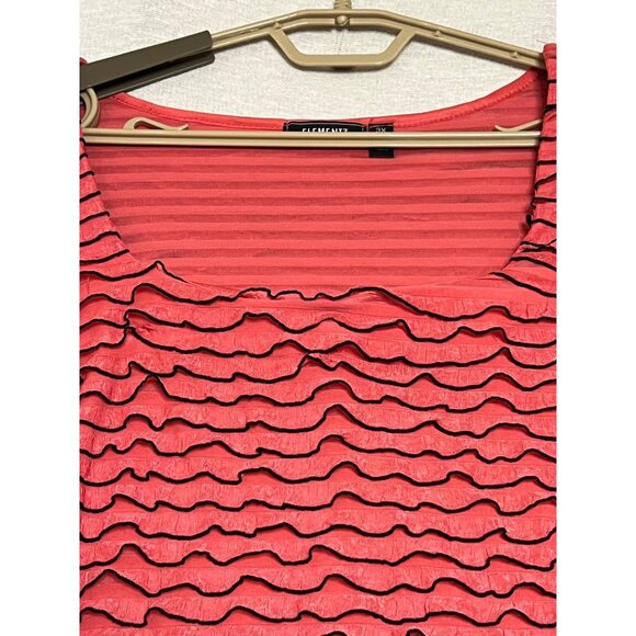 NWT Elementz 3X Pink & Black Wavy Stripe Top Plus Comfy Casual USA - Picture 2 of 12